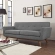 Engage Loveseat in Tufted Gray Fabric with Cherry Wood Legs