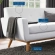 Engage Loveseat in Tufted White Fabric & Wood