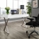 Sector Office Desk with Gloss White Top on Stainless Base