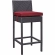 Lift Outdoor Patio Bar Stool in Espresso Poly Rattan with Red Cushions (Set of 2)