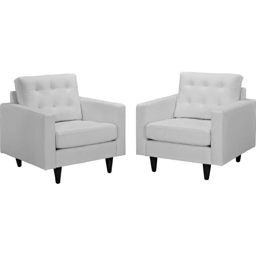 Empress Arm Chair in Tufted White Leather (Set of 2)