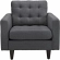 Empress Arm Chair in Tufted Gray Fabric (Set of 2)