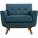 Engage Arm Chair in Tufted Azure Fabric & Cherry Finish Legs (Set of 2)