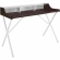 Bin Office Desk with Cherry Finish & White Top on White Steel Frame