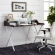Bin Office Desk with Cherry Finish & White Top on White Steel Frame