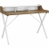 Bin Office Desk with Walnut Finish & White Top on White Steel Frame