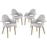 Aegis Dining Armchair in Light Gray on Wood Legs (Set of 4)