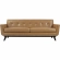Engage Sofa in Tufted Tan Leather with Cherry Wood Legs