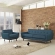 Engage Sofa & Armchair Set in Tufted Azure Fabric with Cherry Wood Legs