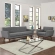 Engage Sofa & Armchair Set in Tufted Gray Fabric with Cherry Wood Legs