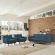 Engage Sofa & 2 Armchairs Set in Tufted Azure Fabric with Cherry Wood Legs