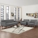 Engage Sofa & 2 Armchairs Set in Tufted Gray Fabric with Cherry Wood Legs