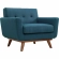 Engage Loveseat & Arm Chair Set in Tufted Azure Fabric & Cherry Wood