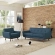 Engage Loveseat & Arm Chair Set in Tufted Azure Fabric & Cherry Wood