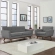 Engage Loveseat & Arm Chair Set in Tufted Gray Fabric & Cherry Wood