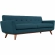 Engage Sofa & Loveseat Set in Tufted Azure Fabric with Cherry Wood Legs