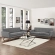 Engage Sofa & Loveseat Set in Tufted Gray Fabric with Cherry Wood Legs