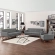 Engage Sofa Loveseat & Armchair Set in Tufted Gray Fabric with Cherry Wood Legs