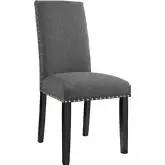 Parcel Dining Chair in Gray Fabric with Nailhead Trim on Wood Legs