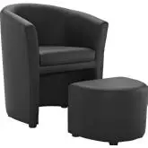 Divulge Arm Chair & Ottoman in Black Leatherette