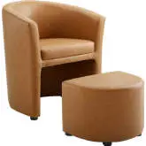 Divulge Arm Chair & Ottoman in Tan Leatherette