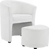 Divulge Arm Chair & Ottoman in White Leatherette