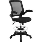 Veer Drafting Stool in Black Leatherette & Metal