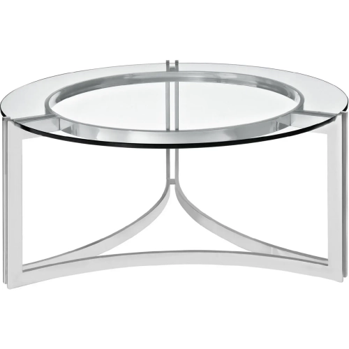 Signet Round Stainless Steel Coffee Table with Glass Top