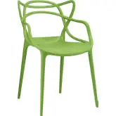 Entangled Dining Armchair in Green Polypropylene w/ Open Pattern Back