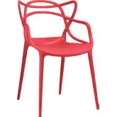 Entangled Dining Armchair in Red Polypropylene w/ Open Pattern Back