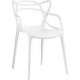 Entangled Dining Armchair in White Polypropylene w/ Open Pattern Back