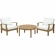 Marina 3 Piece Outdoor Sofa Set in Teak & White Cushions