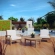Marina 3 Piece Outdoor Sofa Set in Teak & White Cushions