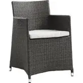 Junction Outdoor Patio Armchair in Brown with White Cushion