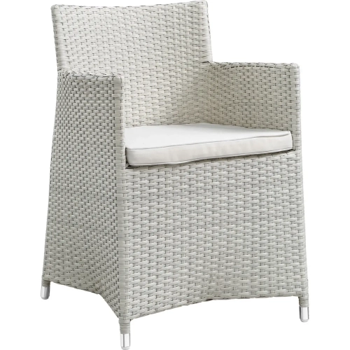 Junction Outdoor Patio Armchair in Gray w/ White Cushion