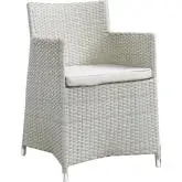 Junction Outdoor Patio Armchair in Gray with White Cushion