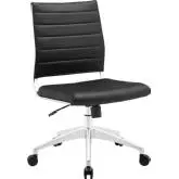 Jive Armless Mid Back Office Chair in Black Leatherette on Chrome Base