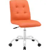 Prim Mid Back Office Chair in Orange Tufted Leatherette on Chrome Base