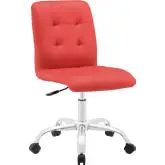 Prim Mid Back Office Chair in Red Tufted Leatherette on Chrome Base