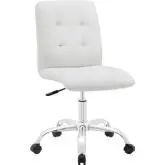 Prim Mid Back Office Chair in White Tufted Leatherette on Chrome Base