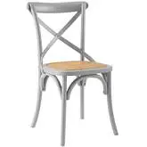 Gear Dining Chair w/ Light Gray X Back Frame & Rattan Seat