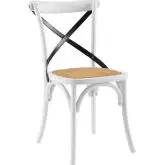 Gear Dining Chair in White Black Wood & Rattan