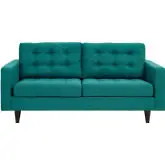 Empress Loveseat in Tufted Teal Fabric