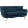 Remark Loveseat in Tufted Azure Fabric with Natural Finish Wood Legs