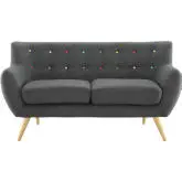 Remark Loveseat in Tufted Gray Fabric with Natural Finish Wood Legs