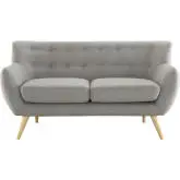 Remark Loveseat in Tufted Light Gray Fabric with Natural Finish Wood Legs