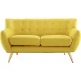 Remark Loveseat in Tufted Sunny Fabric with Natural Finish Wood Legs