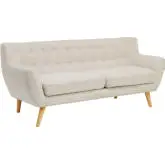 Remark Sofa in Tufted Beige Fabric on Wood Legs