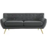 Remark Sofa in Tufted Gray Fabric with Natural Finish Wood Legs