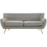 Remark Sofa in Tufted Light Gray Fabric with Natural Finish Wood Legs